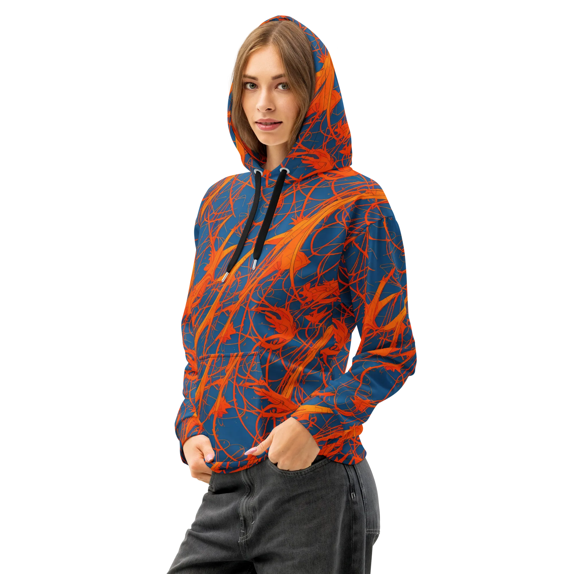 Nautical Ember on Cotton Hoodie — Left Front