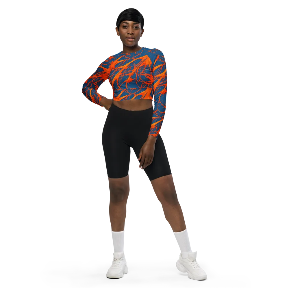 Nautical Ember on Long Sleeve Crop Top — Front