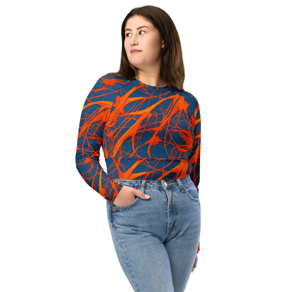 Nautical Ember on Long Sleeve Crop Top — Front