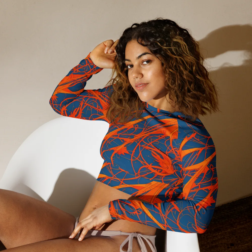 Nautical Ember on Long Sleeve Crop Top — Left Front