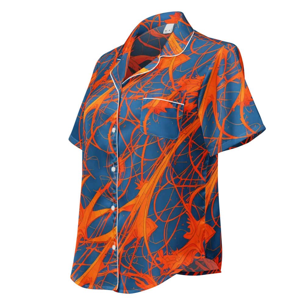 Nautical Ember on Women's Short Sleeve Pajama Top — Left Front