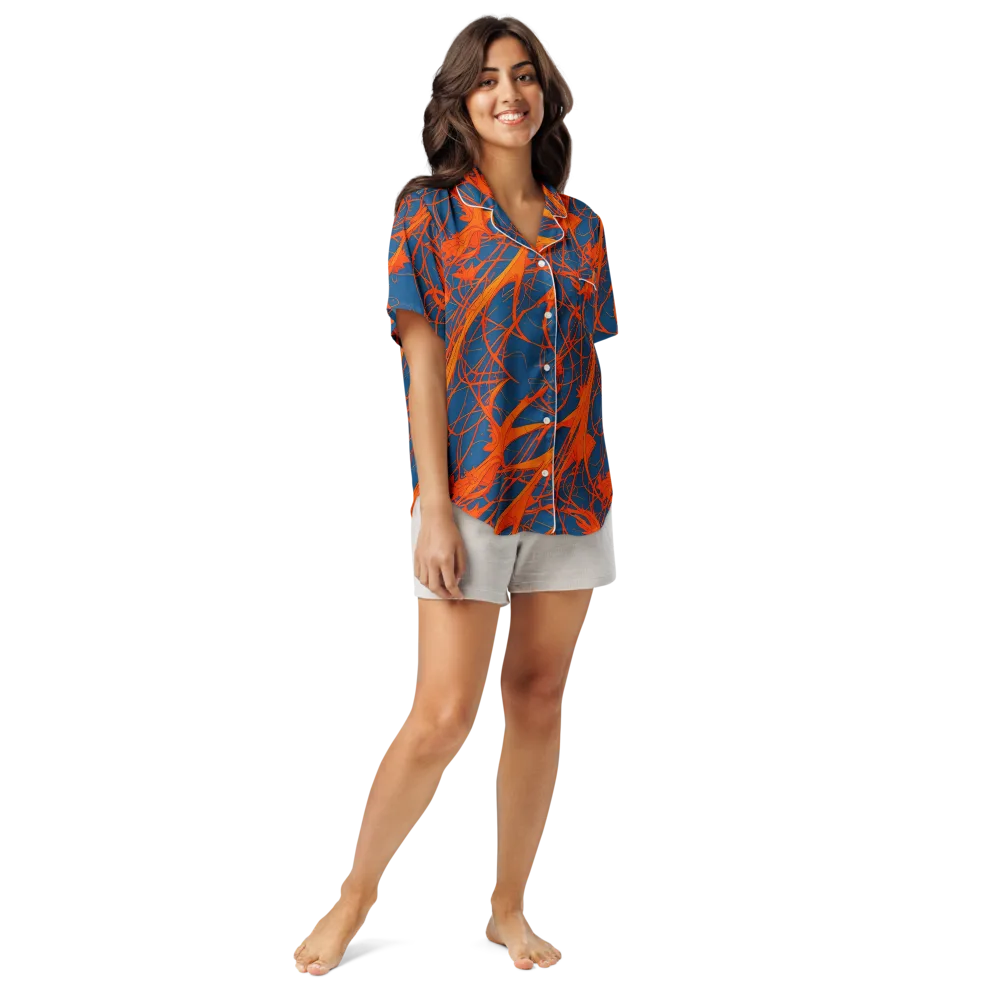 Nautical Ember on Women's Short Sleeve Pajama Top — Front