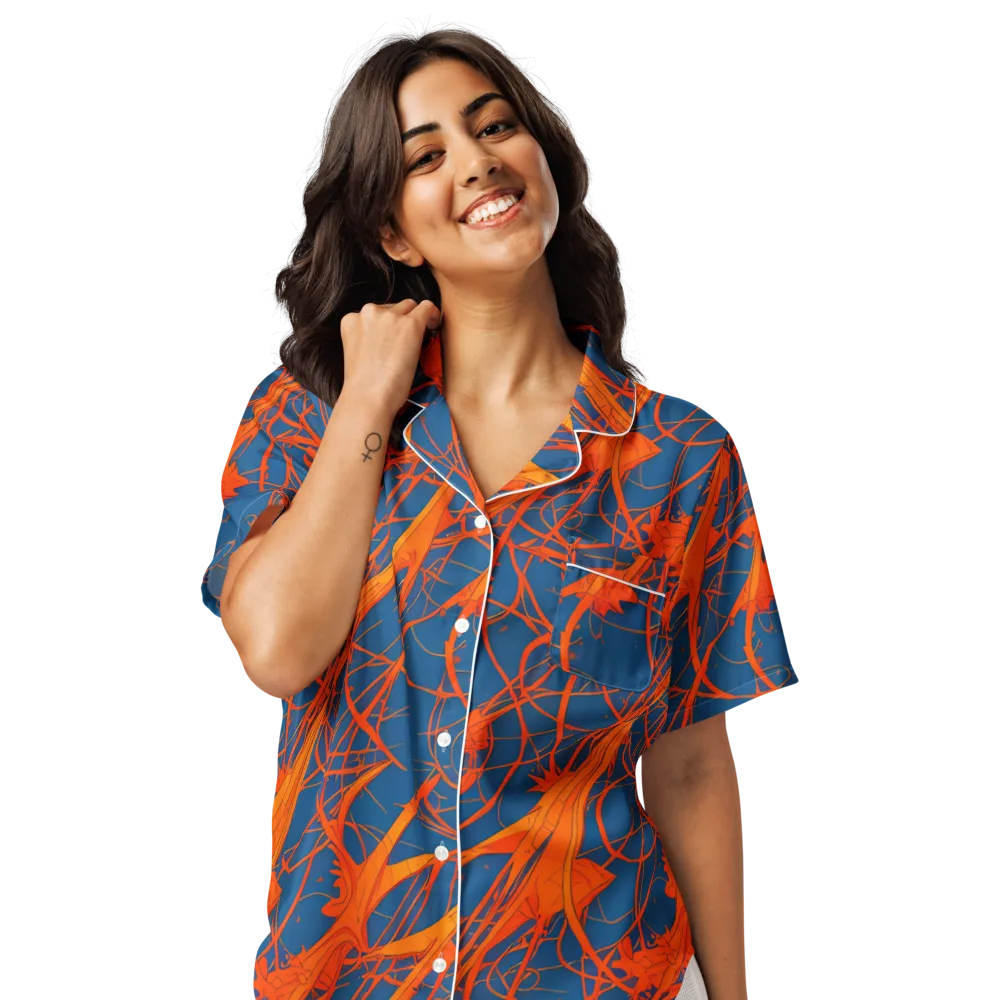 Nautical Ember on Women's Short Sleeve Pajama Top — Front
