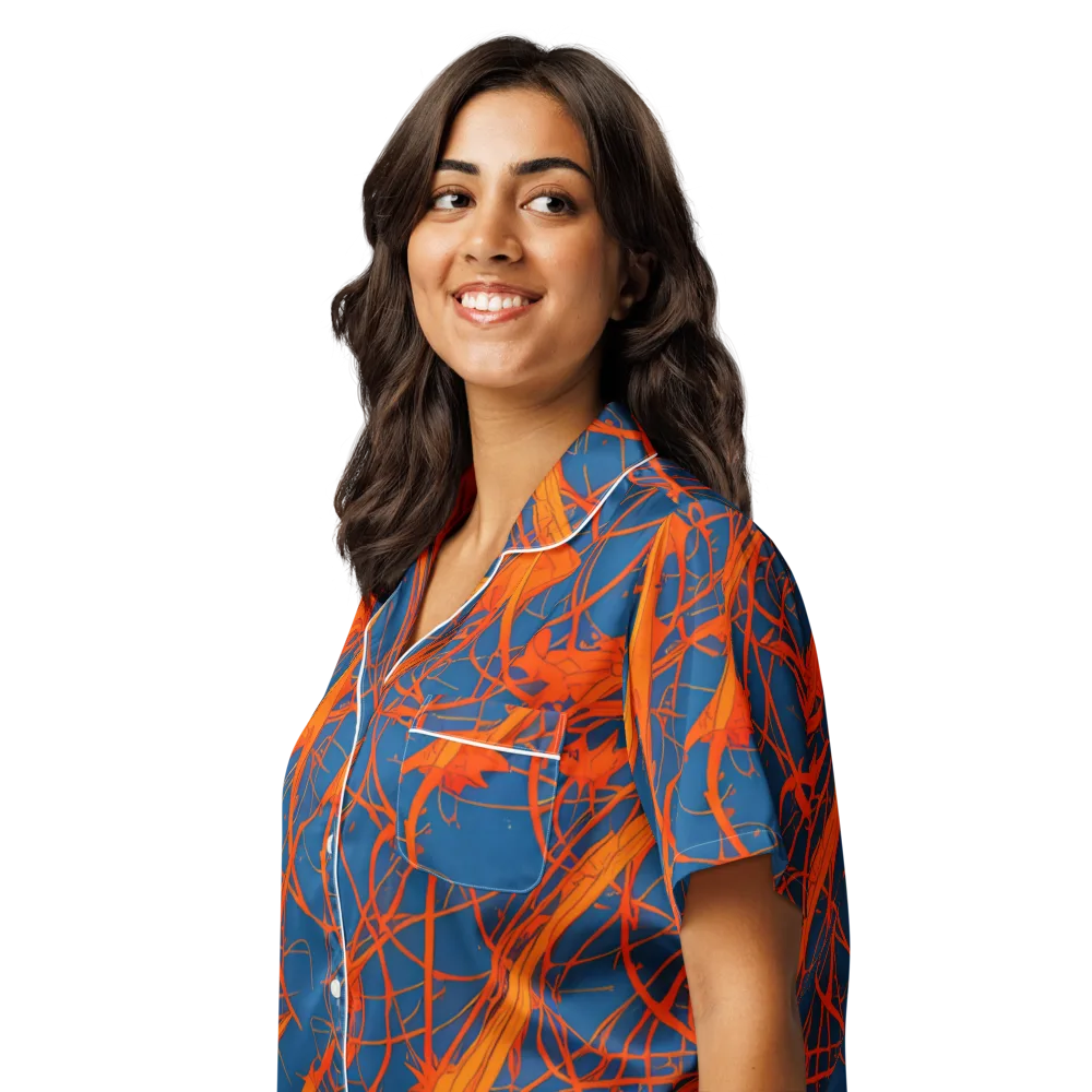 Nautical Ember on Women's Short Sleeve Pajama Top — Left Front
