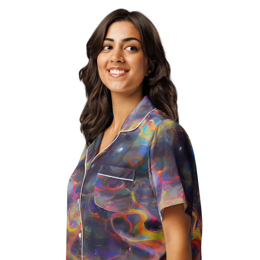 Beloeil Dreamscape on Women's Short Sleeve Pajama Top — Left Front