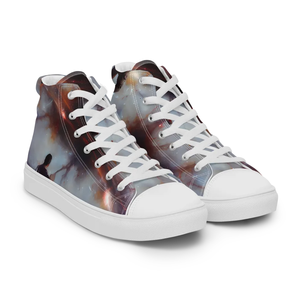 Impressionist Void on Men's High Top Canvas Shoes — Right Front