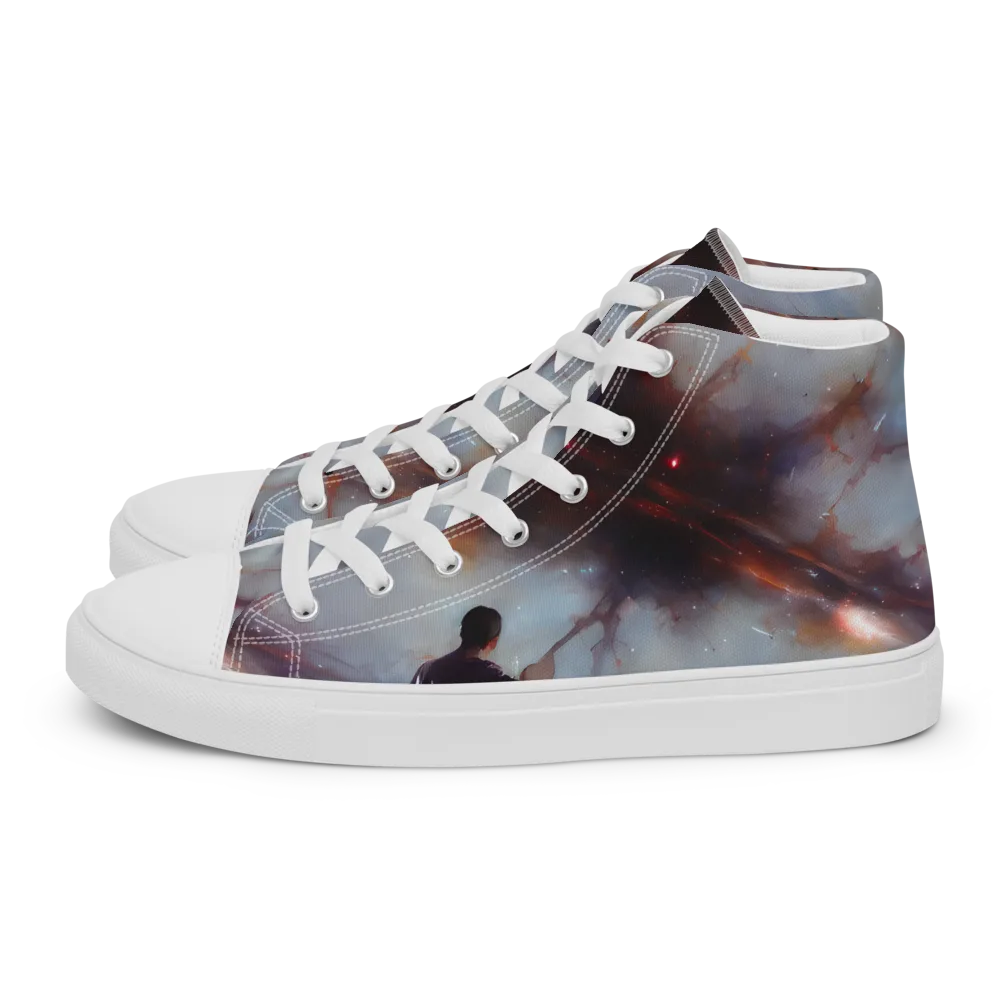 Impressionist Void on Men's High Top Canvas Shoes — Left