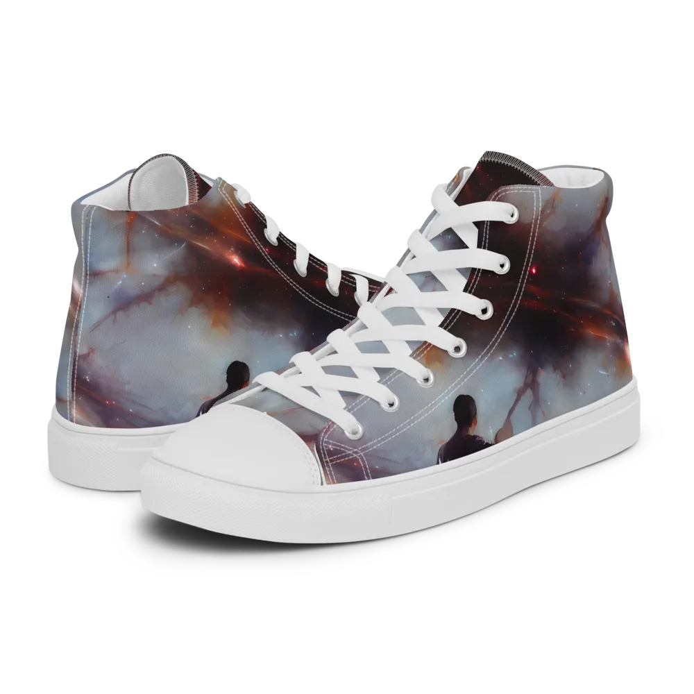 Impressionist Void on Men's High Top Canvas Shoes — Left