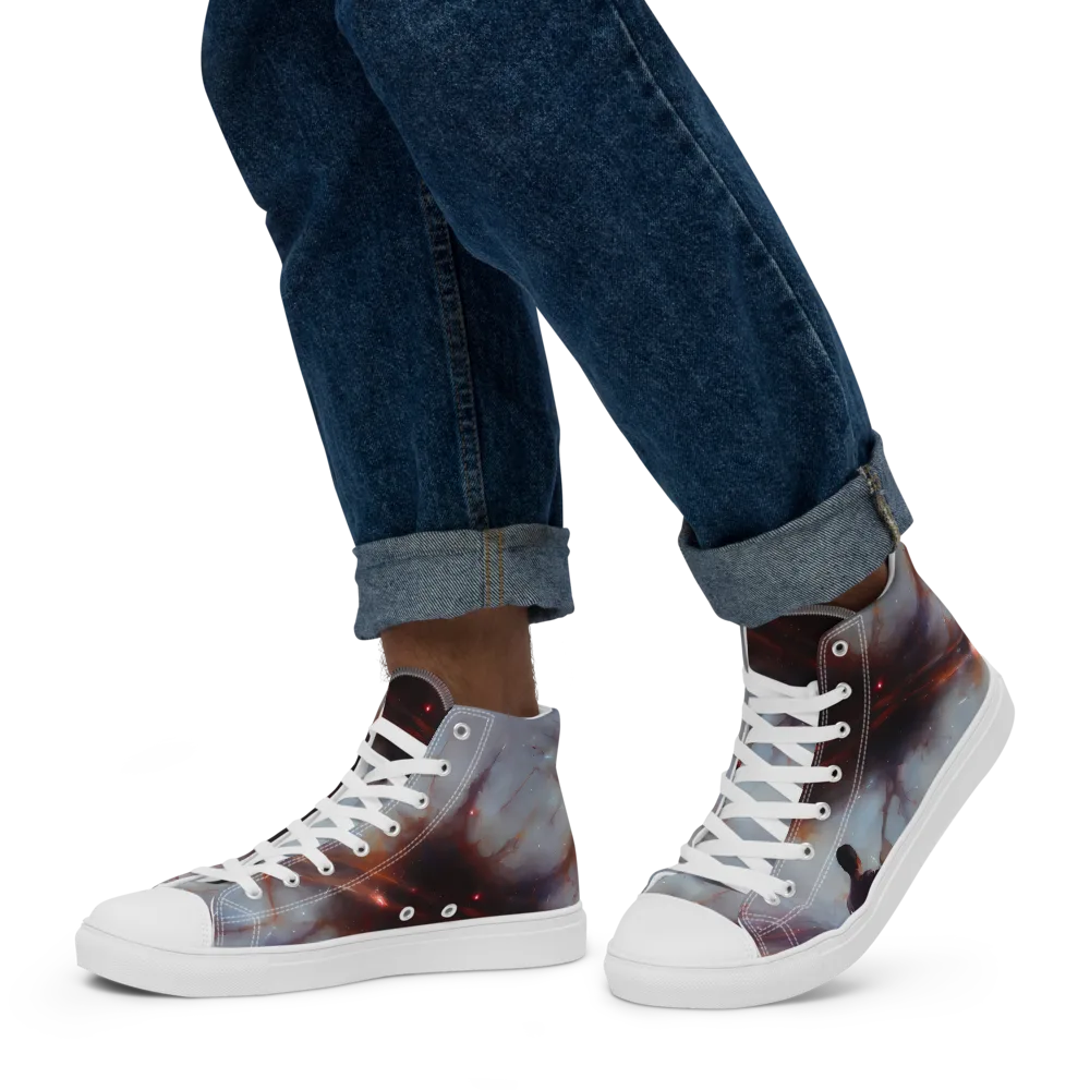 Impressionist Void on Men's High Top Canvas Shoes — Left