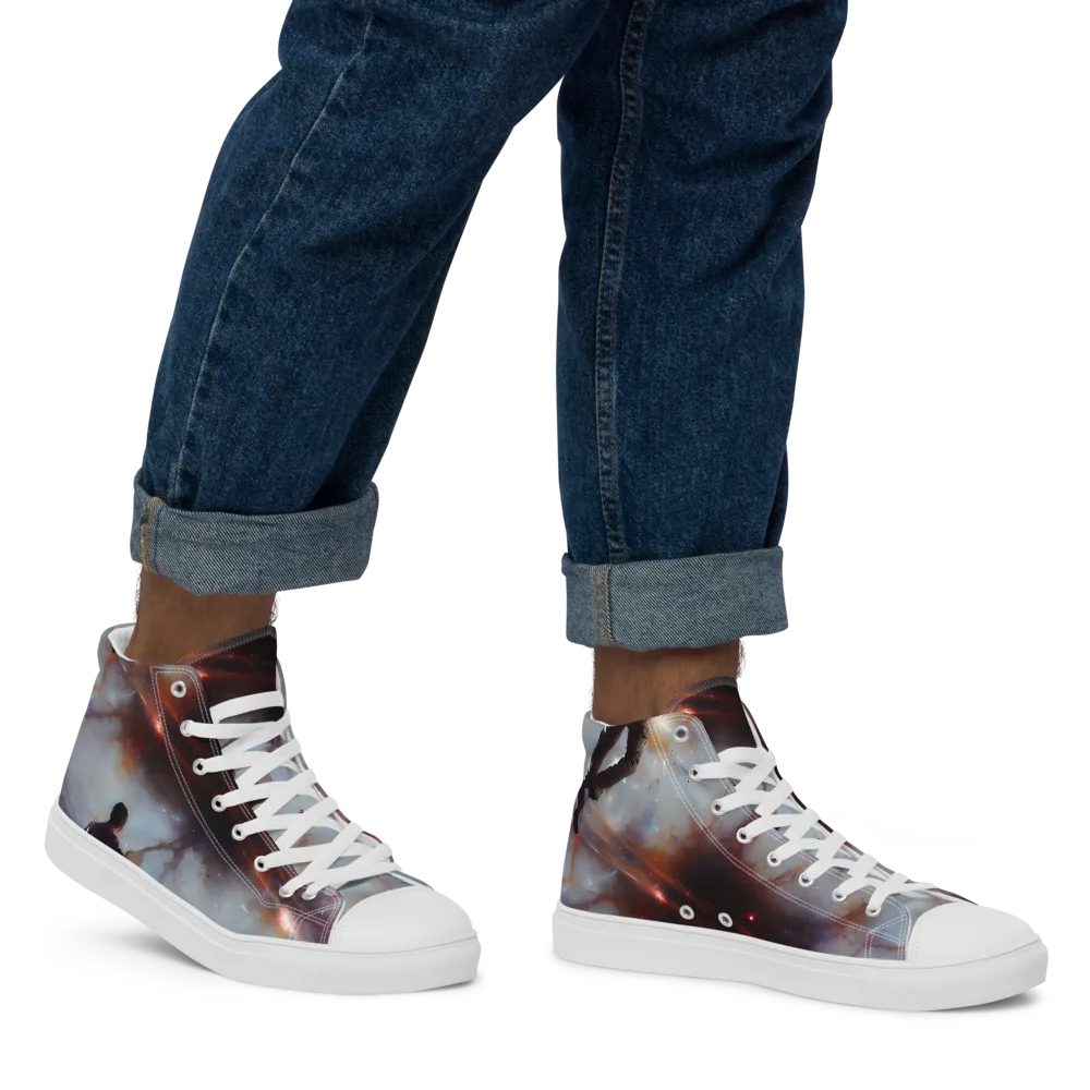 Impressionist Void on Men's High Top Canvas Shoes — Right