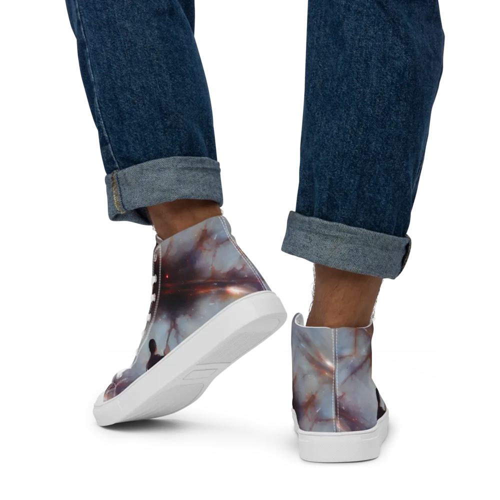 Impressionist Void on Men's High Top Canvas Shoes — Back