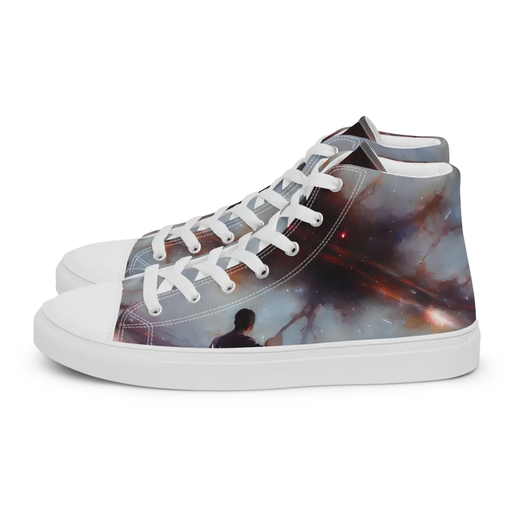 Impressionist Void on Women's High Top Canvas Shoes — Left
