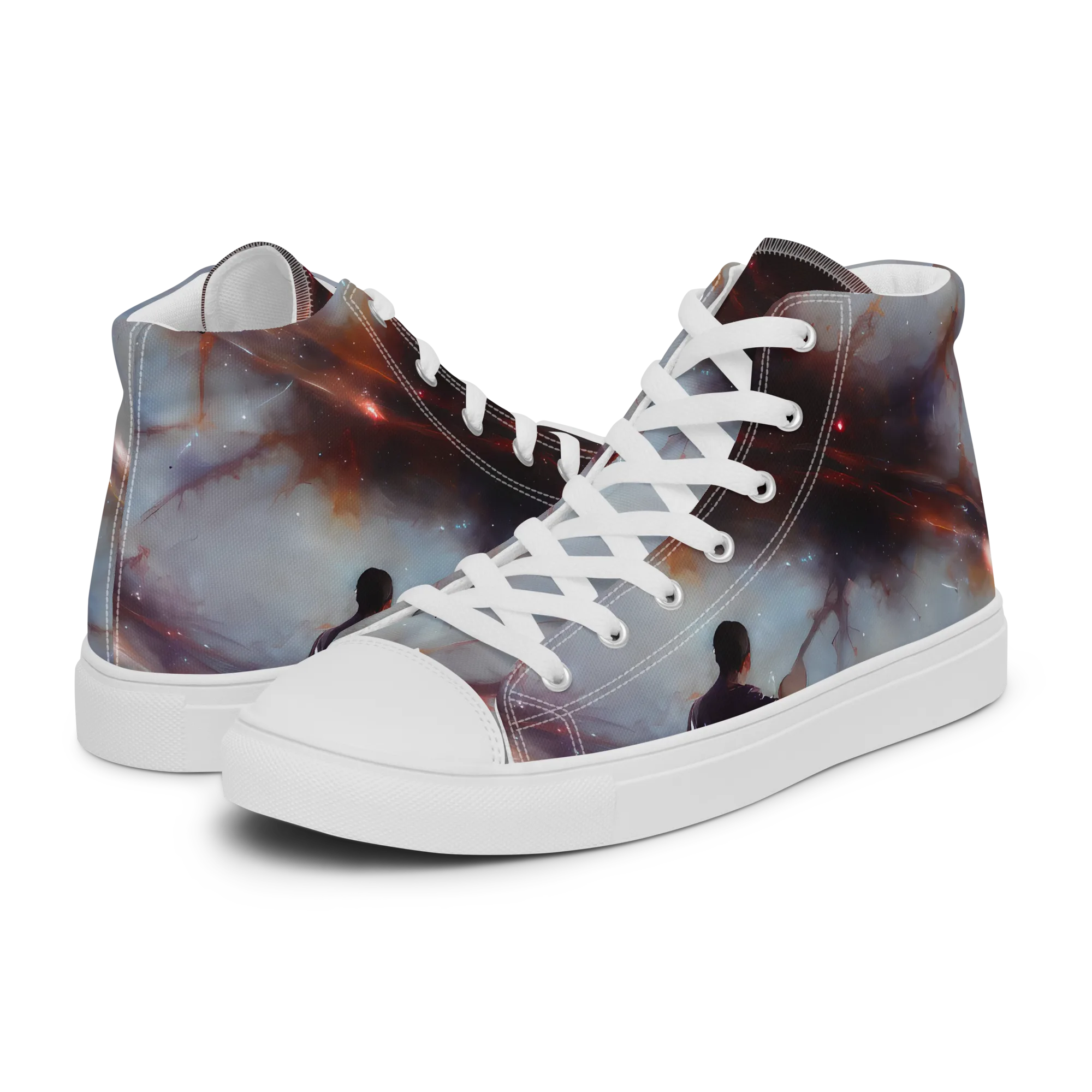 Impressionist Void on Women's High Top Canvas Shoes — Left