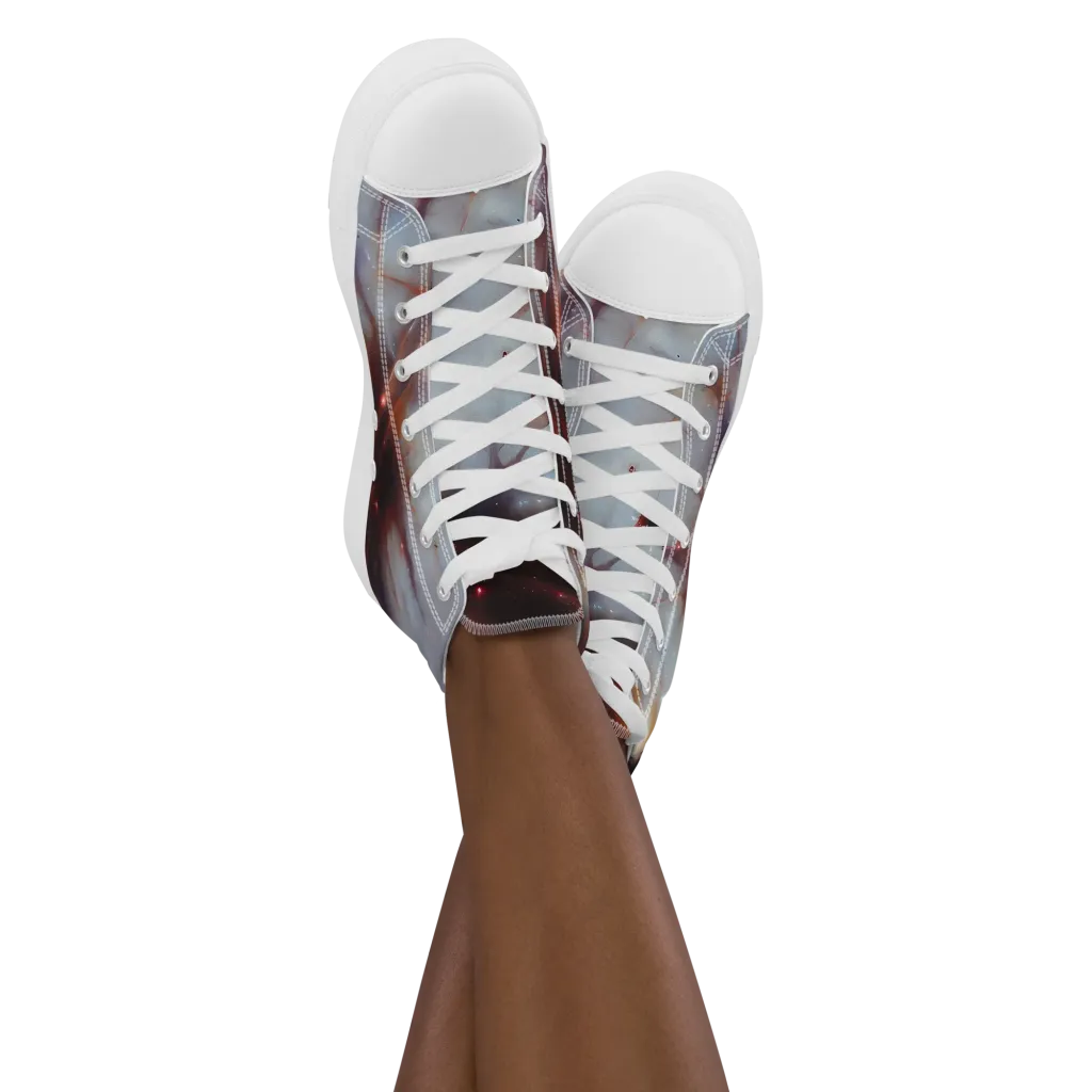 Impressionist Void on Women's High Top Canvas Shoes — Front