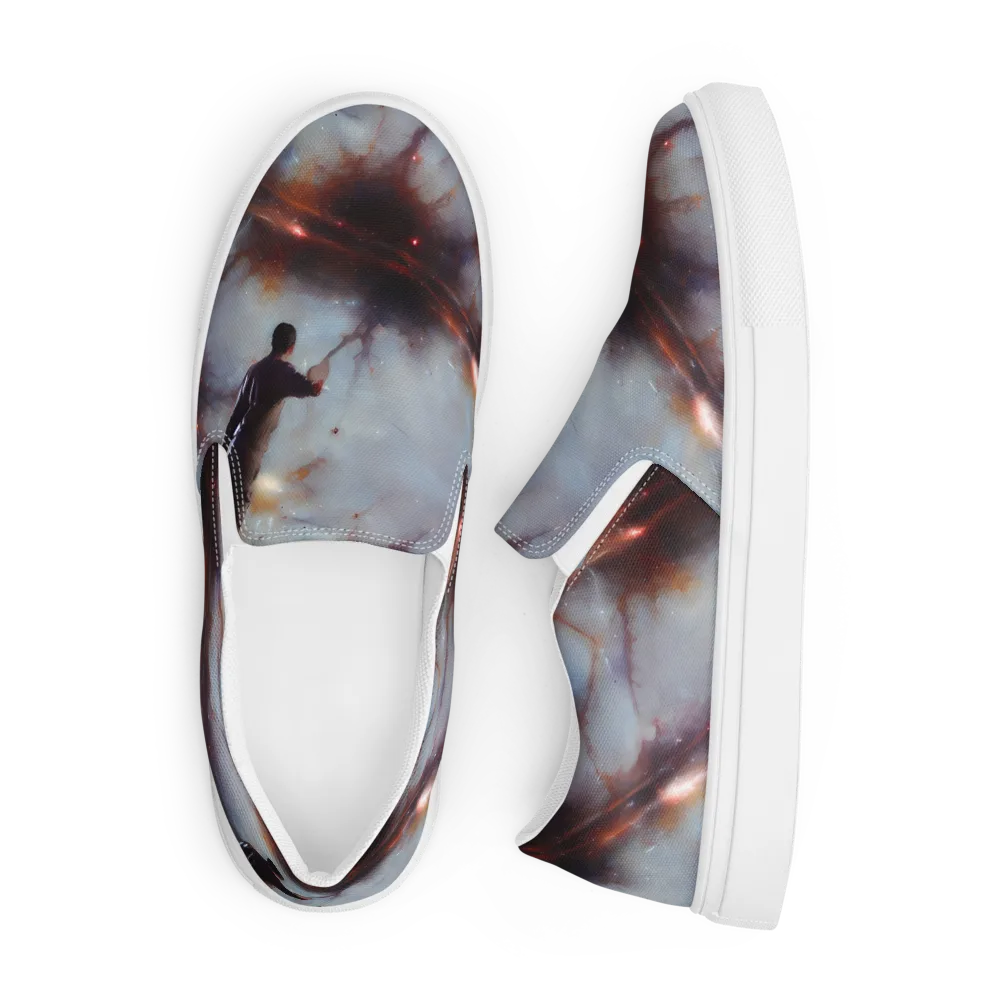 Impressionist Void on Men's Slip-On Canvas Shoes — Front