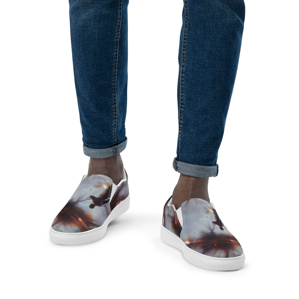 Impressionist Void on Men's Slip-On Canvas Shoes — Front
