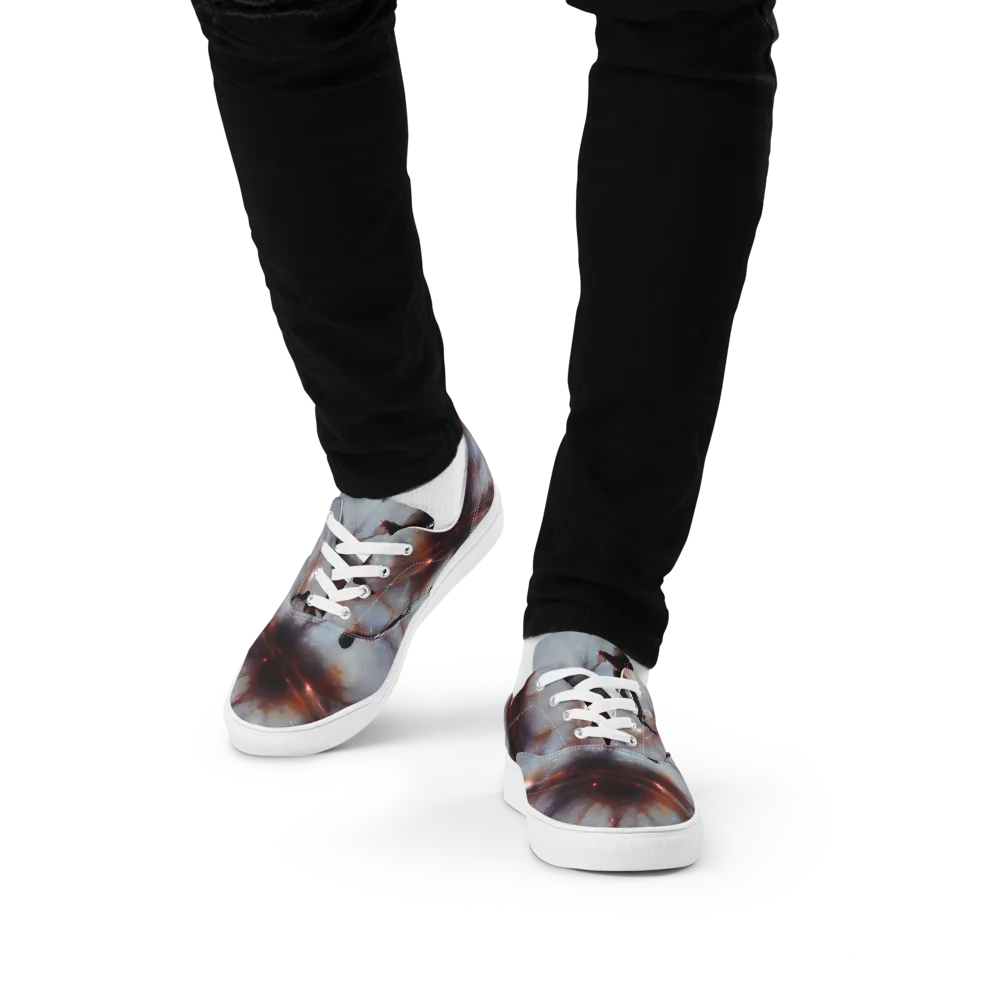 Impressionist Void on Men's Lace-Up Canvas Shoes — Front
