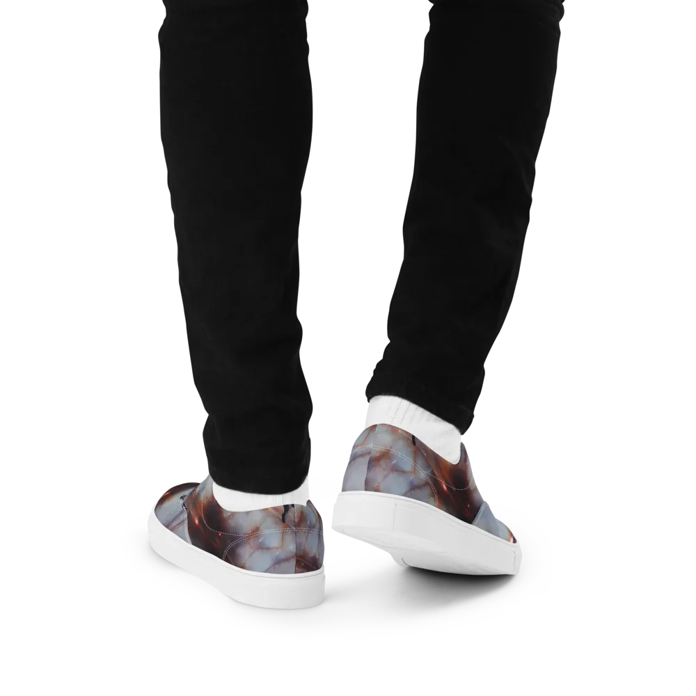 Impressionist Void on Men's Lace-Up Canvas Shoes — Back