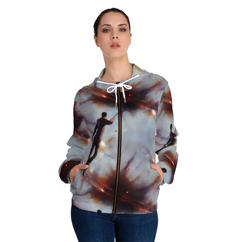 Impressionist Void on Women's Full-Zip Hoodie — Front On Person