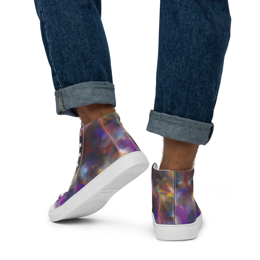 Quantum Wisp on Men's High Top Canvas Shoes — Back