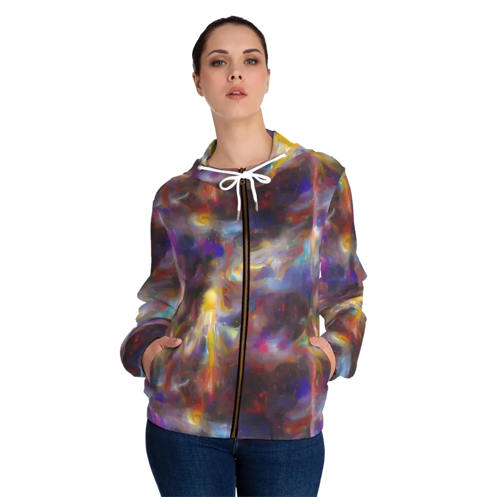 Quantum Wisp on Women's Full-Zip Hoodie — Front On Person