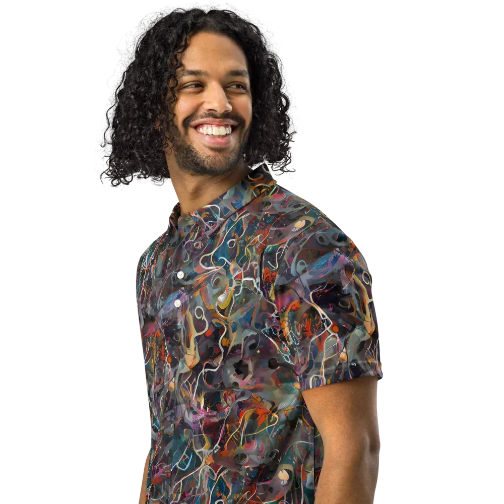Chromatic Entanglement on Men's Slim Fit Polo Shirt — Left Front