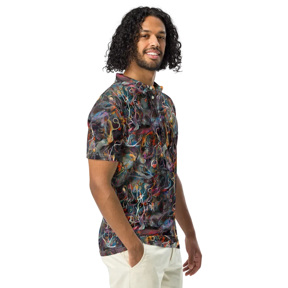 Chromatic Entanglement on Men's Slim Fit Polo Shirt — Right Front