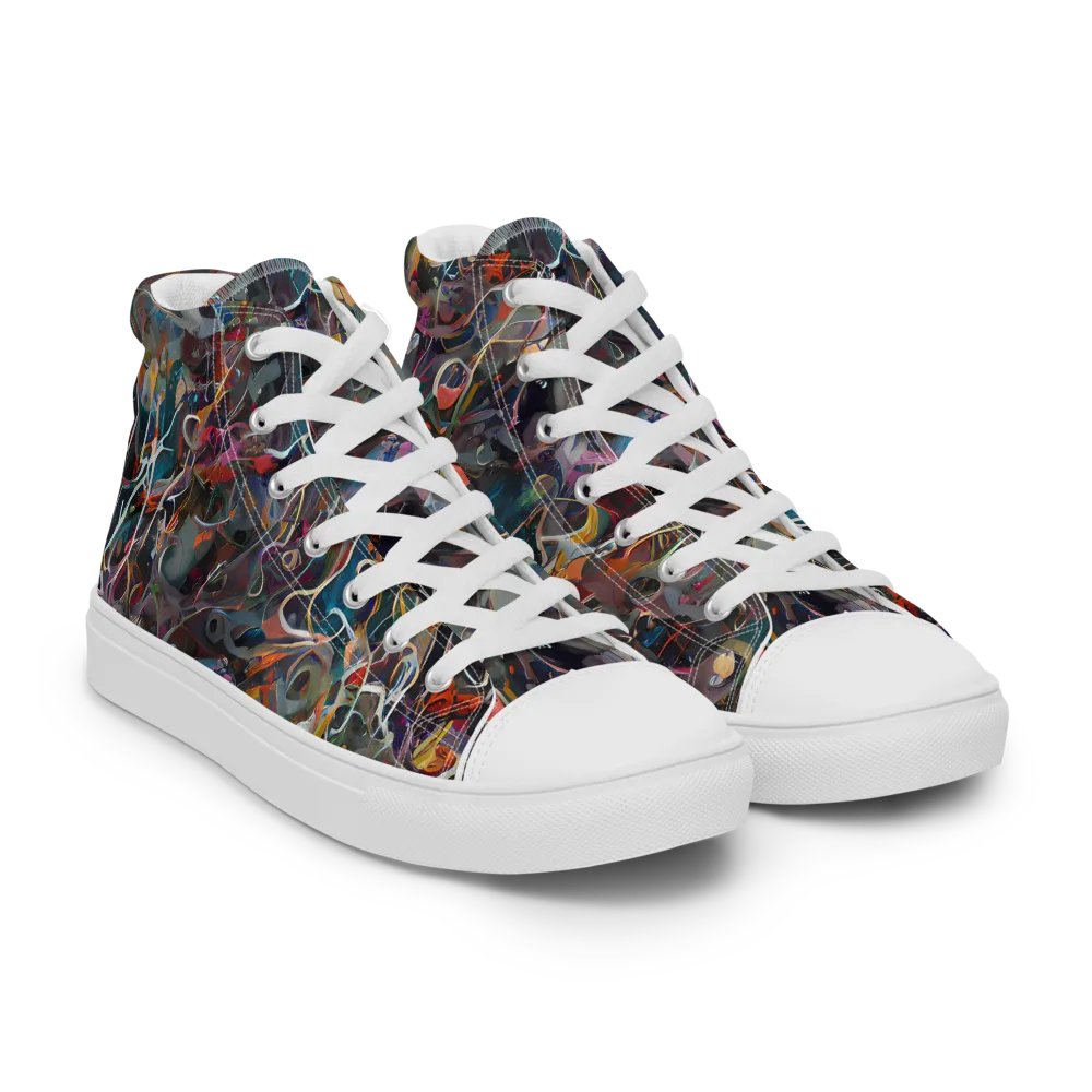 Chromatic Entanglement on Men's High Top Canvas Shoes — Right Front