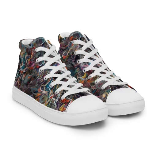 Chromatic Entanglement on a Men's High Top Canvas Shoes