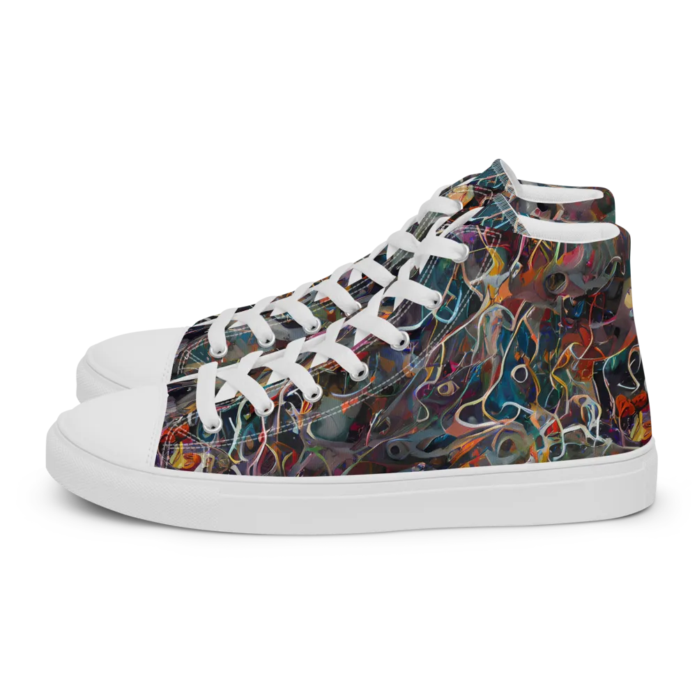 Chromatic Entanglement on Men's High Top Canvas Shoes — Left