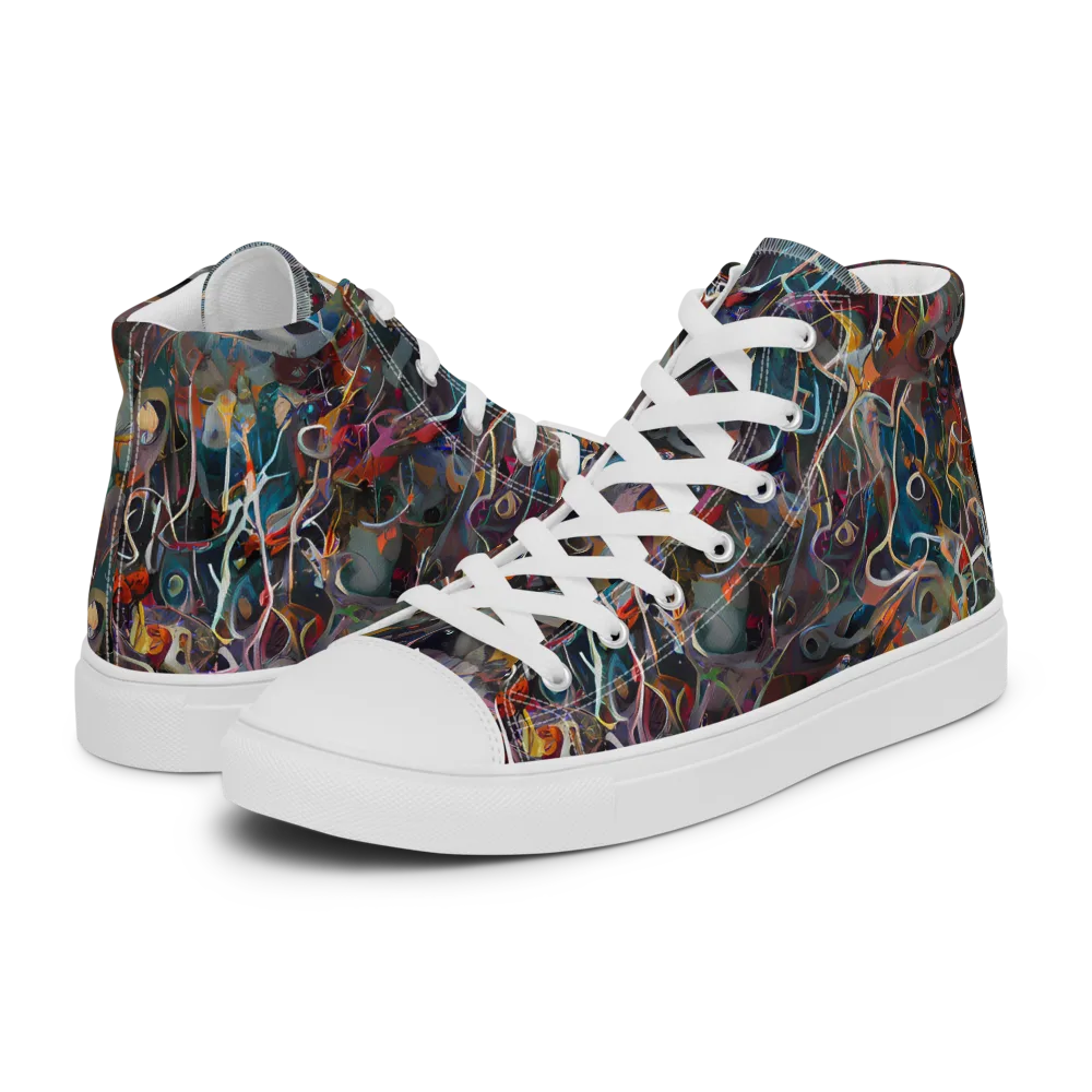 Chromatic Entanglement on Men's High Top Canvas Shoes — Left