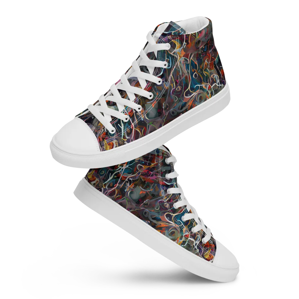 Chromatic Entanglement on Men's High Top Canvas Shoes — Front