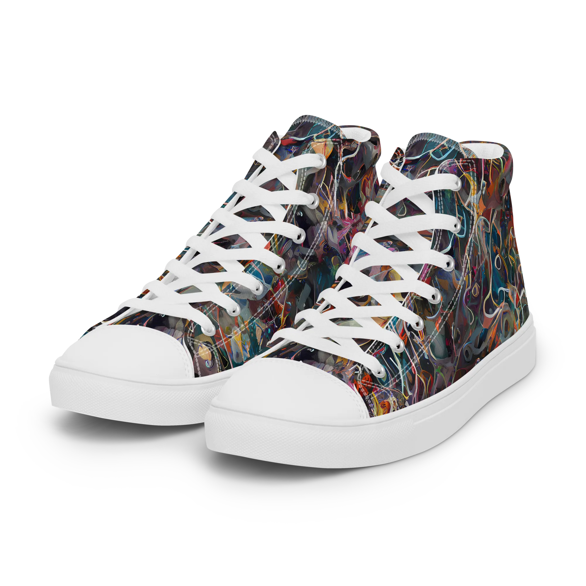 Chromatic Entanglement on Women's High Top Canvas Shoes — Left Front