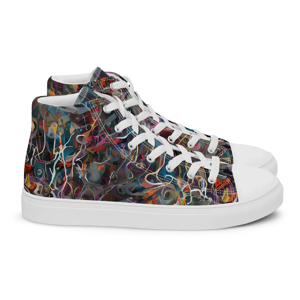 Chromatic Entanglement on Women's High Top Canvas Shoes — Right