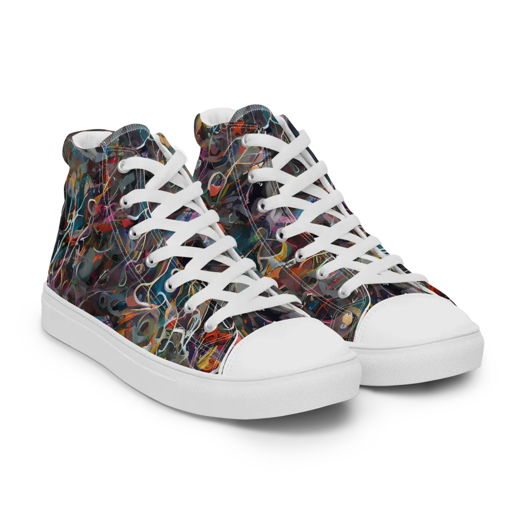 Chromatic Entanglement on Women's High Top Canvas Shoes — Right Front