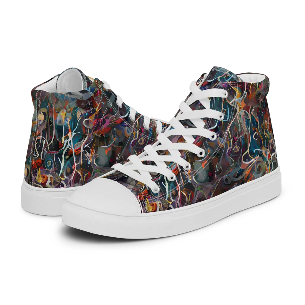 Chromatic Entanglement on Women's High Top Canvas Shoes — Left