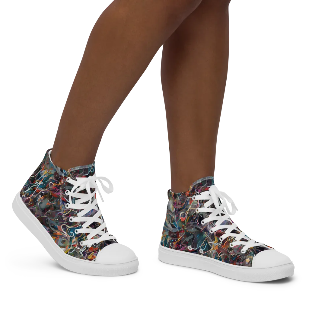 Chromatic Entanglement on Women's High Top Canvas Shoes — Right
