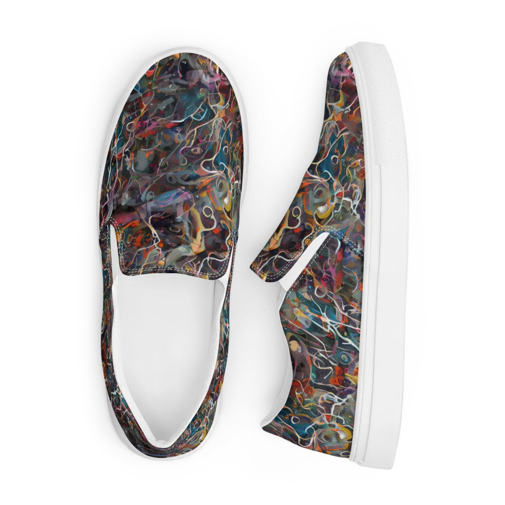 Chromatic Entanglement on Men's Slip-On Canvas Shoes — Front