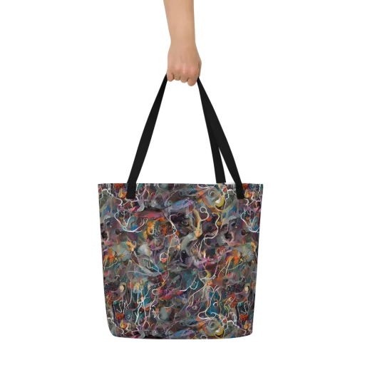 Chromatic Entanglement on a Large Tote Bag W/ Pocket