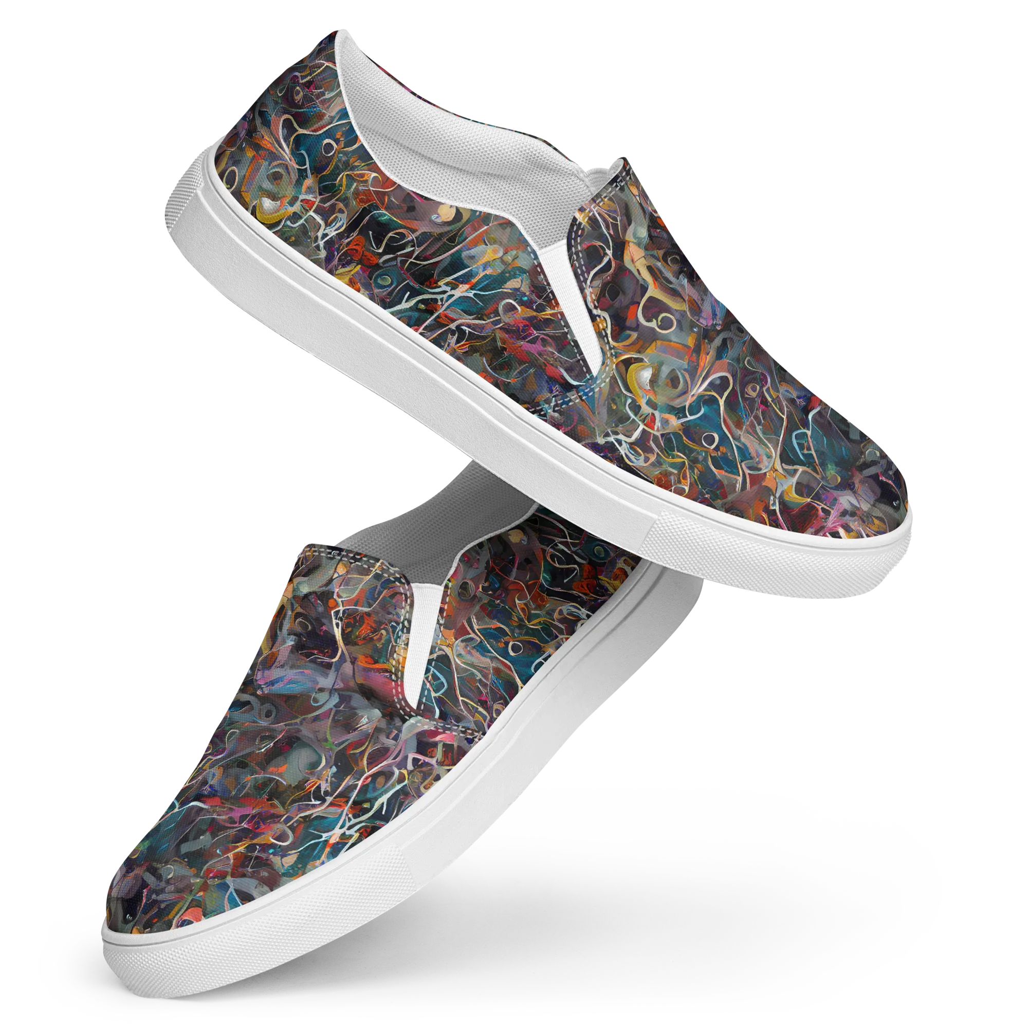 Chromatic Entanglement on Women's Slip-On Canvas Shoes — Front