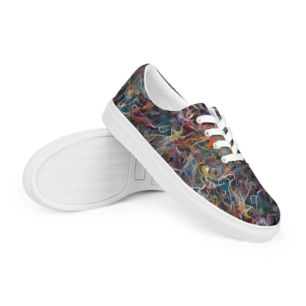 Chromatic Entanglement on Men's Lace-Up Canvas Shoes — Right Front
