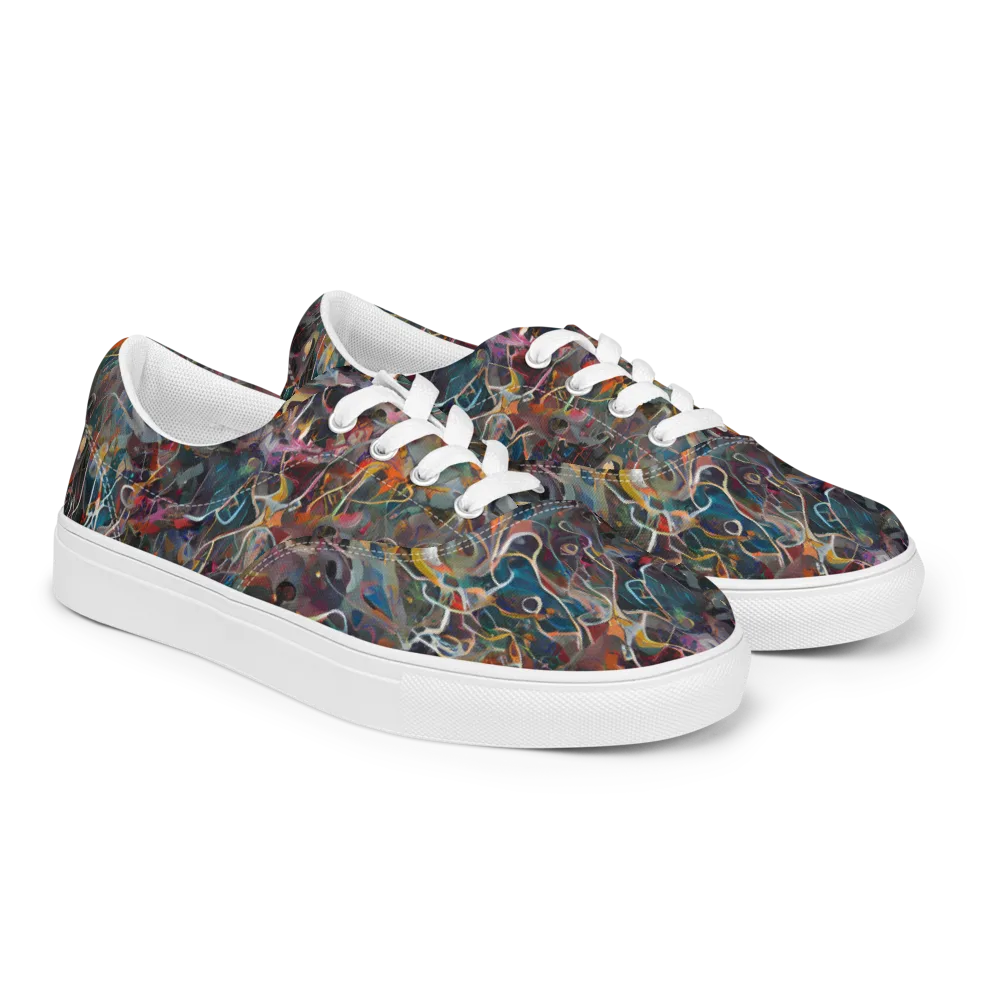 Chromatic Entanglement on Men's Lace-Up Canvas Shoes — Right Front