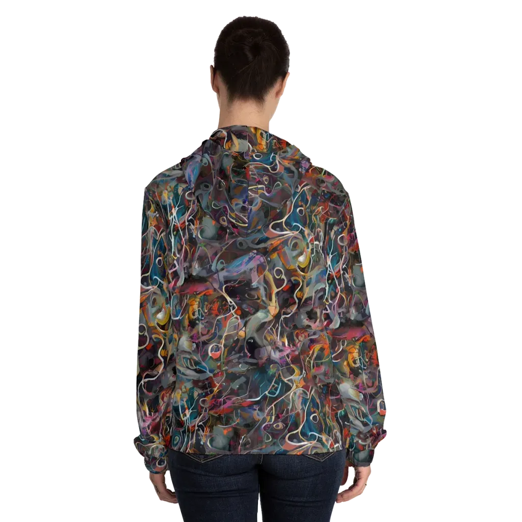 Chromatic Entanglement on Women's Full-Zip Hoodie — Back On Person