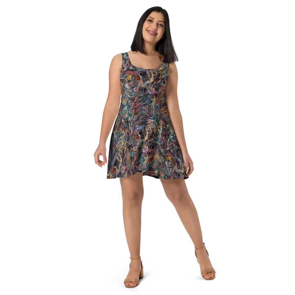Chromatic Entanglement on Skater Dress — Front