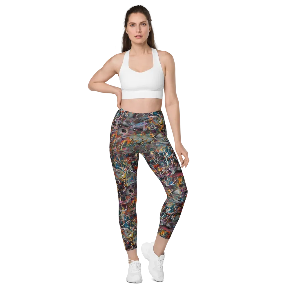 Chromatic Entanglement on Leggings with Pockets — Front