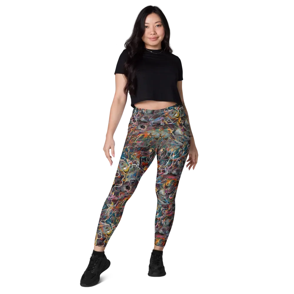 Chromatic Entanglement on Leggings with Pockets — Front