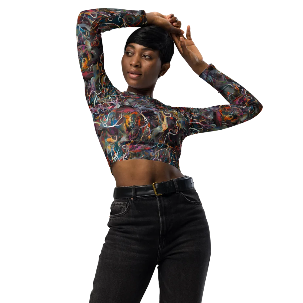 Chromatic Entanglement on Long Sleeve Crop Top — Front