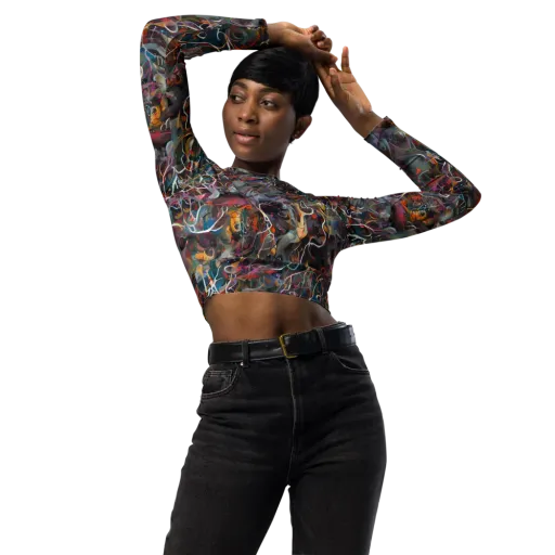 Chromatic Entanglement on a Long Sleeve Crop Top