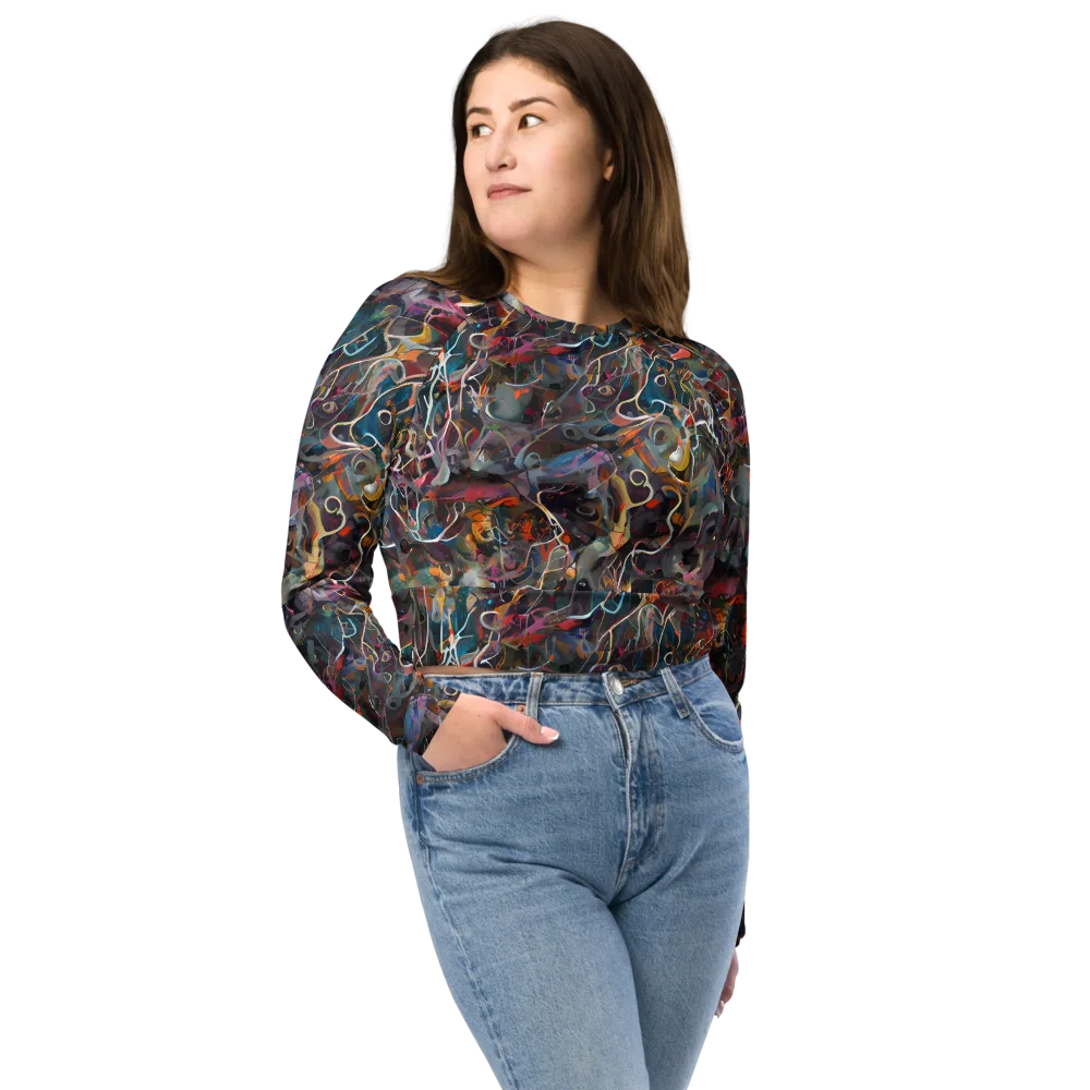 Chromatic Entanglement on Long Sleeve Crop Top — Front