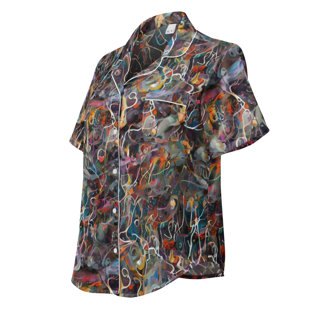 Chromatic Entanglement on Women's Short Sleeve Pajama Top — Left Front